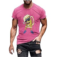 3D Beer Print Shirt Tops Mens Short Sleeve Crew Neck Blouse T-Shirts Workout Active Tees Tunics Journey Clothing
