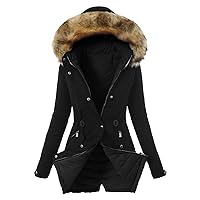Womens Winter Coats Luxury Faux Fur Coats with Hood Plus Size Sherpa Fleece Lined Snow Coat Thicken Winter Jacket Parka