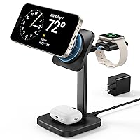 ESR 3 in 1 Wireless Charging Station for Apple [Certified] Portable Apple Watch Charger & MagSafe Charger Stand for iPhone, Wireless Charger for Multiple Devices iPhone 15/14/13/12&Watch&AirPods,Black