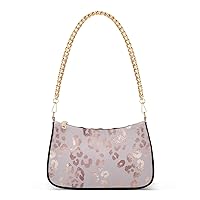 ALAZA Rose Gold Leopard Cheetah Print Pink Shoulder Bag Purse for Women Tote Handbag with Zipper Closure