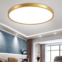 12 Inch 24W Gold LED Ceiling Light, Daylight White 5000K 0.94 Inch Ultra Thin Flush Mount Ceiling Lighting, 3200LM Super Bright Gold Ceiling Lamp for Bedroom, Office, Hallway, Kitchen