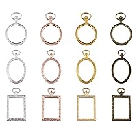 Pandahall 24pcs Alloy Open Back Bezel Pendants Pocket Watch Hollow Blank Frame Pendants with Loop for DIY UV Resin Crafts Jewelry Making