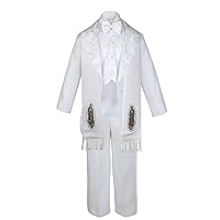 6pc Baby Toddler Boy Paisley Tail White Tuxedo Suit Guadalupe Mary Stole Sm-20