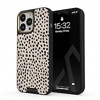 BURGA Elite Phone Case Compatible with iPhone 13 PRO - Black Polka Dots Nude Almond Latte - Cute But Tough with CloudGuard 2-in-1 Defense System - iPhone 13 PRO Protective Scratch-Resistant Hard Case