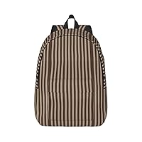 Brown Strip Large Capacity Backpack, Men'S And Women'S Fashionable Travel Backpack, Leisure Work Bag,