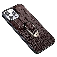 Leather Case for iPhone 15 Pro Max/15 Pro/15 Plus/15, Crocodile Pattern Phone Cover Magnetic Kickstand 2 in 1 Full Coverage Anti-Fall Case Shell,Brown,15'' (Brown,15 Plus'')