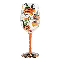 Lolita Halloween Spook-Tacular Hand-Painted Artisan Wine Glass, 15 Ounce, Multicolor