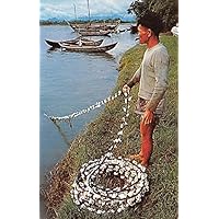 Fisherman near Quang Ngai pulls in his Nets Hong Kong Postcard