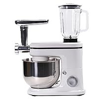 Huanyu 5 in 1 Stand Mixer Multifunctional 6+P Speeds Kitchen Electric Mixers Dishwasher Safe with Dough Hook Whisk Beater Meat Grinder Juice Blender