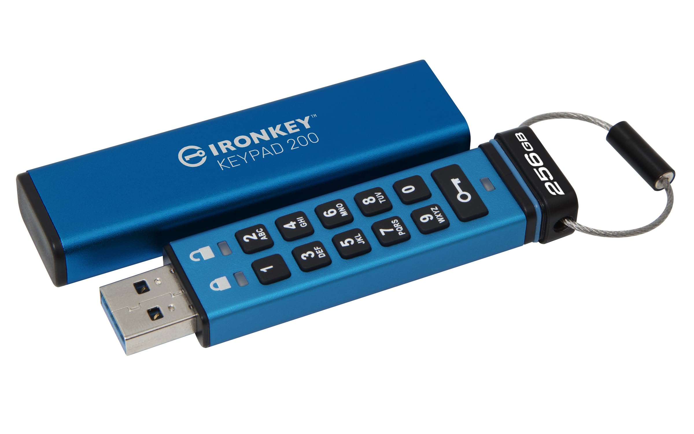 Kingston Ironkey Keypad 200 USB-A 256GB Encrypted Flash Drive | OS Independent | FIPS 140-3 Level 3 | XTS-AES 256-bit | BadUSB and Brute Force Protection | Multi-Pin Option | IKKP200/256GB
