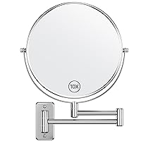 9 Inch Wall Mounted Makeup Mirror - 1X/10X Double-Sided Magnifying Mirror - 360° Swivel Vanity Mirror [Foldable & Extendable Design & Anti-Rust] Shaving Cosmetic Wall Mirror for Bathroom