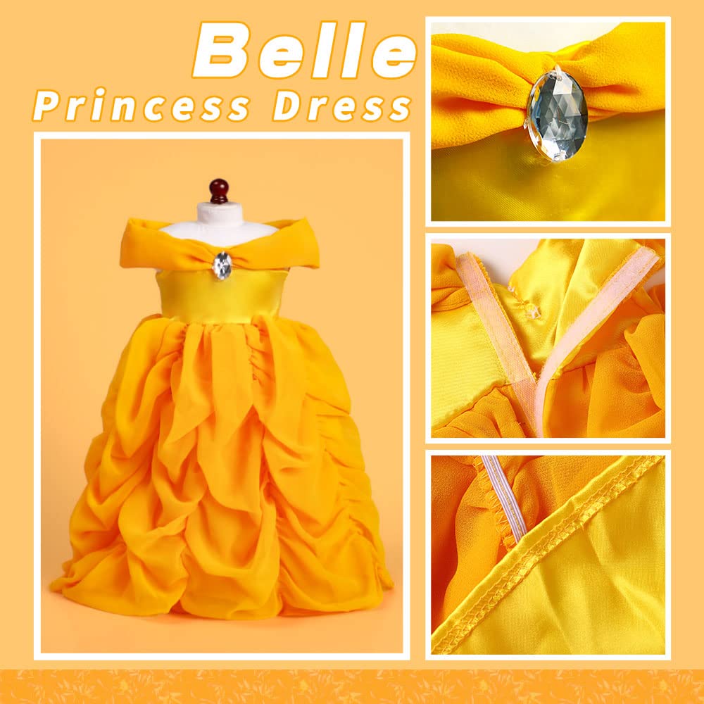 Dreamgirl World Collections 18-Inch Doll Clothes Princess Dress 5 Pc Pincess Dress Set Includes Cinderella, Belle, Snow White, Rapunzel and Aurora Fits 18