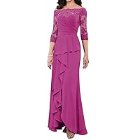 Mother of The Bride Dresses Off Shoulder - Lace Chiffon Long Wedding Guest Dresses