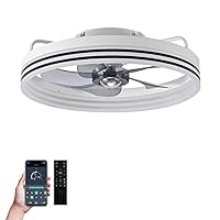 Flush Mount Low Profile Ceiling Fans with Lights and Remote Control, 18