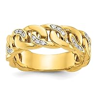 14k Gold Mens Link Design 1/8 Carat Diamond Ring Size 10.00 Jewelry for Men