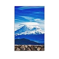 Mount Shasta Snow Mountain Fog Cloud Canvas Poster Wall Art Decor Print Picture Paintings for Living Room Bedroom Decoration 12x18inchs(30x45cm)
