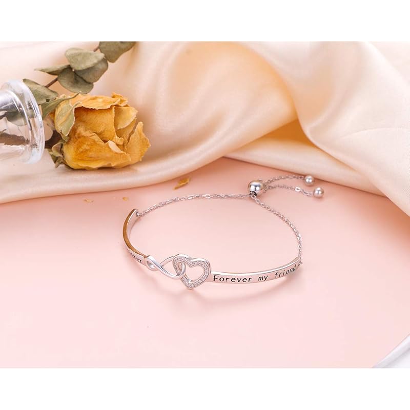  YinShan Daughter Bracelet Engraved Always My Daughter, Forever  My Friend Adjustable Infinity Bangle Bracelets 925 Sterling Silver  Friendship Jewelry for Daughter Women Girls: Clothing, Shoes & Jewelry