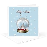 Snow Globe Deer, Tree and Snowflakes, Merry Christmas - Greeting Card, 6 x 6 inches, single (gc_160043_5)