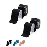 Kinesiology Tape Precut 2 Rolls Pack-Athletic Kinesiology Tape for Muscle & Joints-Physical Therapy Tape for Knee,Ankle,Shoulder,Back,Plantar Fasciitis-Latex Free and Water Resistant-40 Strips,Black