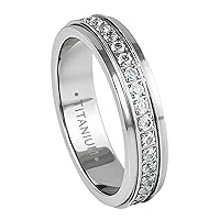 5mm Women Titanium Engagement Ring Cubic Zirconia Eternity Wedding Band Size Size 4-9 TRB356