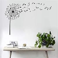 Dandelion Music Note Rose Stickers Decals for Wall Musical Relax Entertainment DIY Room Decoration Home Bedroom Living Room Decor