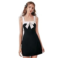 Women Summer Dresses 2023 Bow Front Cami Dress Colorblock Sleeveless Mini Dress
