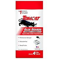 Tomcat Glue Boards with Immediate Grip Glue for Mice, Cockroaches, and Insects, Use Flat or Covered, Ready-To-Use, 4 Traps