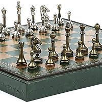 Astor Row Staunton Metal Chessmen & Marcello Cabinet Board from Italy