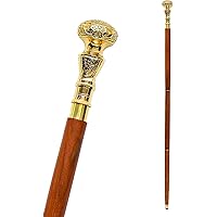Walking Cane Wooden Walking Stick Gold Brass Handle Knob Gift Canes for Men and Woman