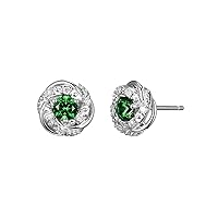 Amazon Essentials Created Gemstone and 1/8th CT TW Lab Grown Diamond Love Knot Stud Earrings in Platinum Over Sterling Silver (previously Amazon Collection)
