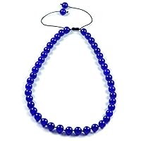 Semi Precious Stone Necklace Gemstone Beads Luxury Hand-knotted Womens Necklace Handmade- AqBeadsUk