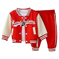 iiniim Baby Toddler Sports Outfit Baseball Jacket +T shirt + Pant 3-Piece Set