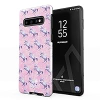 Compatible with Samsung Galaxy S10 Case Cute Pink Unicorn Pattern Glitter Rainbow Queen Princess Sparkle Aesthetic Pastel Shockproof Dual Layer Hard Shell + Silicone Protective Cover