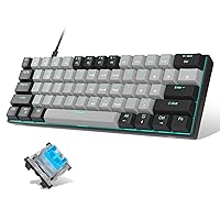 60% Mechanical ,MageGee Gaming Keyboard with Blue Switches and Sea Blue Backlit Small Compact 60 Percent Keyboard Mechanical, Portable 60 Percent Gaming Keyboard Gamer(Black Grey)