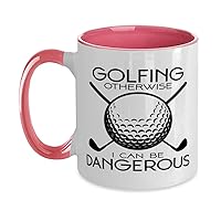 Golfing Mug 11oz Pink, Golfing Tea and Coffee Mug Cup, Unique Funny Golfing Inspiring Coloured Present Mugs