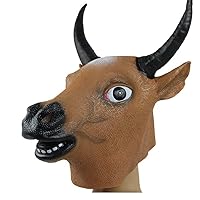 Natural Latex Khaki Cow Bull Head Mask for Halloween Christmas Party Costume Props