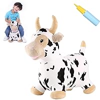 INPANY Bouncy Cow Farm Animal Hopper Toys for 2 Year Old Boy Birthday Gifts, Ride on Toddler Plush Inflatable Bouncing Bull, Hopping Horse Bouncer, Outdoor Toys for 3 4 Kids/Girls (Pump Included)