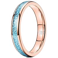 THREE KEYS JEWELRY Mens Womens Tungsten Ring 4mm 6mm 8mm Turquoise Granules Inlay Silver Black Rose Gold Wedding Band