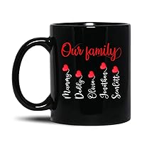 Personalized Our Family Mug With Kids Name, New Family Coffee Mug, Family Tea Cup Design, Our Family Ceramic Cup, Custom Our Family Cup Gift, Our Family Mug Presents, Black Mug 11oz, 15oz