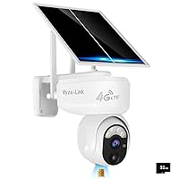 Vyze-Link 4G Cellular Security Camera with Sim Card, Outdoor Solar LTE Cameras with Night Vision, 1080P Live Video, Motion Activated Wildlife Cameras for Backyard with Phone App, TF Card Included
