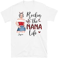 Personalized Rockin The Nana Life Christmas, Custom Grandma Shirt, Birthday Gift for Grandma, Mom, Nana, Mimi, Women Tee, Nana Shirt for Women Grandma X Mas T Shirt