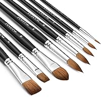 Sable Watercolor Brushes Professional, Fuumuui 8Pcs Kolinsky Sable Brush Set Variety Shapes with Flat, Round Pointed, Cat's Tongue Oval Wash Perfect for Watercolor Acrylic Gouache Inks Painting