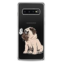 Case Compatible with Samsung S24 S23 S22 Plus S21 FE Ultra S20+ S10 Note 20 S10e S9 Cute Pug Pattern Pet Butterfly Kawaii Design Funny Doggy Flexible Silicone Slim fit Print Clear Cute Animal