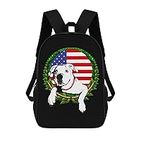 USA Bulldog USA Flag Durable Adjustable Backpack Casual Travel Hiking Laptop Bag Gift for Men & Women