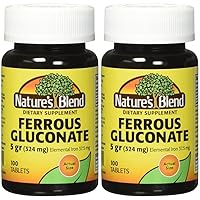 Nature`s Blend Ferrous Gluconate Tablets 324 mg, 100 Count (Pack of 4)