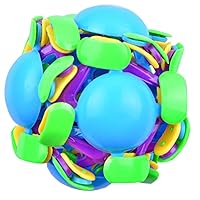 Retractable and Expandable Breathing Ball Toy Ball for Children and Adults Pressure Reliever Expanded from 3.15 Inches to 6.3 Inches (Blue Round Cover Blossom Magic Ball)