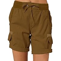 Womens Drawstring Shorts Summer Women Cargo Shorts Summer Loose Hiking Shorts with Pockets
