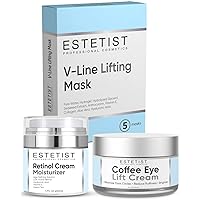 Caffeine Infused Coffee Eye Lift Cream and Anti Aging Organic Retinol Cream and V Shaped Slimming Face Mask Bundle