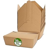 50 Pack 70 oz Large Take Out Food Containers - Heavy Duty Microwavable Kraft Brown Paper To Go Box #3 - Grease Resist Paper Lunch Box Cardboard Take Out Box for Restaurant, Household, Party