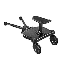 Universal 2in1 Stroller Ride Board,Second-Child Baby Stroller with Auxiliary Pedal to Travel Baby Stroller Accessories Small Tail Car Size Treasure Plus Seat Wild Type (Black)